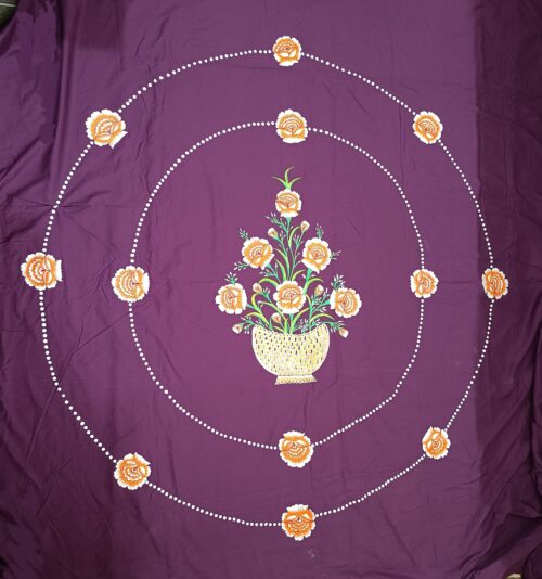 Bedsheet - Fabric painted - Center Flower Pot - BS-FB-C1A4B8-DN01 - Image 3